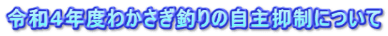 令和４年度わかさぎ釣りの自主抑制について